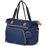 Lekebaby Large Capacity Quilted Diaper Bag with Changing Pad Blue