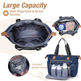 Lekebaby Large Capacity Quilted Diaper Bag with Changing Pad Blue