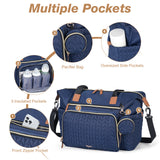 Lekebaby Large Capacity Quilted Diaper Bag with Changing Pad Blue