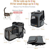 Lekersky Cat Backpack Expandable Pet Carrier Backpack for Small Cats and Dogs, Airline-Approved Foldable Dog Carrier Backpack with Inner Safety Leash, Grey