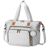 Lekebaby Large Capacity Quilted Diaper Bag with Changing Pad Light Gray