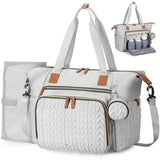 Lekebaby Large Capacity Quilted Diaper Bag with Changing Pad Light Gray