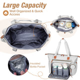 Lekebaby Large Capacity Quilted Diaper Bag with Changing Pad Light Gray
