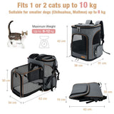Lekersky Cat Backpack Expandable Pet Carrier Backpack for Small Cats and Dogs, Airline-Approved Foldable Dog Carrier Backpack with Inner Safety Leash, Grey