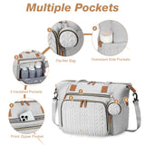 Lekebaby Large Capacity Quilted Diaper Bag with Changing Pad Light Gray