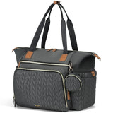 Lekebaby Large Capacity Quilted Diaper Bag with Changing Pad Deep Gray
