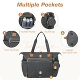Lekebaby Large Capacity Quilted Diaper Bag with Changing Pad Deep Gray