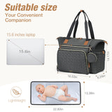 Lekebaby Large Capacity Quilted Diaper Bag with Changing Pad Deep Gray