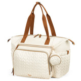 Lekebaby Large Capacity Quilted Diaper Bag with Changing Pad Beige
