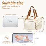Lekebaby Large Capacity Quilted Diaper Bag with Changing Pad Beige