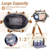 Lekebaby Large Capacity Quilted Diaper Bag with Changing Pad Beige