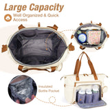 Lekebaby Large Capacity Quilted Diaper Bag with Changing Pad Beige