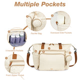 Lekebaby Large Capacity Quilted Diaper Bag with Changing Pad Beige