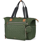 Lekebaby Large Capacity Quilted Diaper Bag with Changing Pad Green