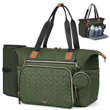 Lekebaby Large Capacity Quilted Diaper Bag with Changing Pad Green