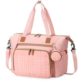 Lekebaby Large Capacity Quilted Diaper Bag with Changing Pad Pink