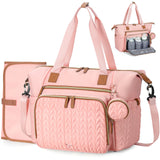 Lekebaby Large Capacity Quilted Diaper Bag with Changing Pad Pink