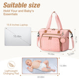 Lekebaby Large Capacity Quilted Diaper Bag with Changing Pad Pink