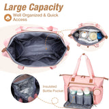 Lekebaby Large Capacity Quilted Diaper Bag with Changing Pad Pink