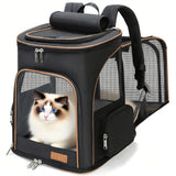 Lekersky Cat Backpack Expandable Pet Carrier Backpack for Small Cats and Dogs, Airline-Approved Foldable Dog Carrier Backpack with Inner Safety Leash, Grey