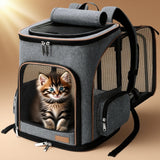 Lekersky Cat Backpack Expandable Pet Carrier Backpack for Small Cats and Dogs, Airline-Approved Foldable Dog Carrier Backpack with Inner Safety Leash, Grey