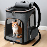 Lekersky Cat Backpack Expandable Pet Carrier Backpack for Small Cats and Dogs, Airline-Approved Foldable Dog Carrier Backpack with Inner Safety Leash, Grey