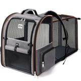 Lekespring Large Cat Backpack Carrier Expandable Pet Carrier Backpack for Small Dogs Medium Cats Fit Up to 18 Lbs, Dog Backpack Carrier, Foldable Puppy Backpack Carrier for Travel, Hiking,Grey