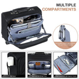 Lekesky Rolling Laptop Bag 15.6 Inch Carry-On Luggage with Wheels, Water Resistant Briefcase for Travel - Black