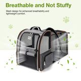 Lekespring Large Cat Backpack Carrier Expandable Pet Carrier Backpack for Small Dogs Medium Cats Fit Up to 18 Lbs, Dog Backpack Carrier, Foldable Puppy Backpack Carrier for Travel, Hiking,Grey