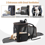 Lekersky Cat Backpack Expandable Pet Carrier Backpack for Small Cats and Dogs, Airline-Approved Foldable Dog Carrier Backpack with Inner Safety Leash, Grey