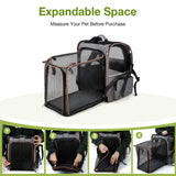 Lekespring Large Cat Backpack Carrier Expandable Pet Carrier Backpack for Small Dogs Medium Cats Fit Up to 18 Lbs, Dog Backpack Carrier, Foldable Puppy Backpack Carrier for Travel, Hiking,Grey