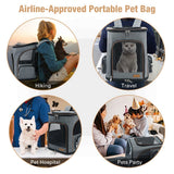 Lekersky Cat Backpack Expandable Pet Carrier Backpack for Small Cats and Dogs, Airline-Approved Foldable Dog Carrier Backpack with Inner Safety Leash, Grey