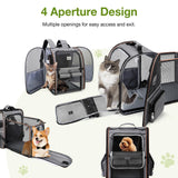 Lekespring Large Cat Backpack Carrier Expandable Pet Carrier Backpack for Small Dogs Medium Cats Fit Up to 18 Lbs, Dog Backpack Carrier, Foldable Puppy Backpack Carrier for Travel, Hiking,Grey