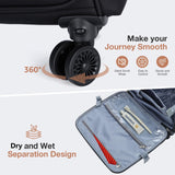 Lekesky Rolling Laptop Bag 15.6 Inch Carry-On Luggage with Wheels, Water Resistant Briefcase for Travel - Black