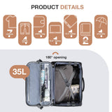 Lekesky Rolling Laptop Bag 15.6 Inch Carry-On Luggage with Wheels, Water Resistant Briefcase for Travel - Black
