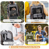 Lekespring Large Cat Backpack Carrier Expandable Pet Carrier Backpack for Small Dogs Medium Cats Fit Up to 18 Lbs, Dog Backpack Carrier, Foldable Puppy Backpack Carrier for Travel, Hiking,Grey