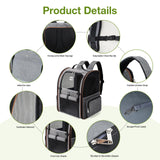 Lekespring Large Cat Backpack Carrier Expandable Pet Carrier Backpack for Small Dogs Medium Cats Fit Up to 18 Lbs, Dog Backpack Carrier, Foldable Puppy Backpack Carrier for Travel, Hiking,Grey