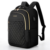 Lekeinchi School Backpack for Women Travel Business Backpacks with USB Changing Port 15.6 Inch College Book Bag, Black