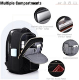 Lekeinchi School Backpack for Women Travel Business Backpacks with USB Changing Port 15.6 Inch College Book Bag, Black