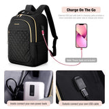 Lekeinchi School Backpack for Women Travel Business Backpacks with USB Changing Port 15.6 Inch College Book Bag, Black