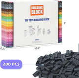 Lekebaby Building Blocks Set for Creative Play, 200 Piece Building Bricks Refill Packs, 100% Compatible with All Leading Builders in Brands, 4 x 2 Nubs, Grey