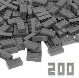 Lekebaby Building Blocks Set for Creative Play, 200 Piece Building Bricks Refill Packs, 100% Compatible with All Leading Builders in Brands, 4 x 2 Nubs, Grey