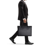 Tonyeee Carrying Bag, Large Waterproof PU Leather Work Briefcase with USB Charging Port, Casual Shoulder Bag, Messenger Fits 39.6cm, Business Handbag, Shoulder Bag, 2-Piece Set, Black