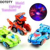 Transforming Dinosaur LED Car Dinosaur Transform Car Toy Automatic Dino Dinosaur Transformer Toy Car for Kids 3+ Years Old