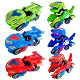 Transforming Dinosaur LED Car Dinosaur Transform Car Toy Automatic Dino Dinosaur Transformer Toy Car for Kids 3+ Years Old