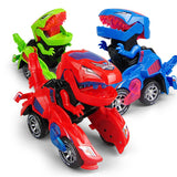Transforming Dinosaur LED Car Dinosaur Transform Car Toy Automatic Dino Dinosaur Transformer Toy Car for Kids 3+ Years Old