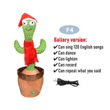 Dancing Cactus Repeat Talking Toy Electronic Plush Toys Can Sing Record Lighten Battery USB Charging Early Education Funny Gift