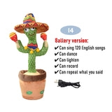Dancing Cactus Repeat Talking Toy Electronic Plush Toys Can Sing Record Lighten Battery USB Charging Early Education Funny Gift