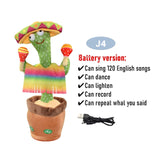Dancing Cactus Repeat Talking Toy Electronic Plush Toys Can Sing Record Lighten Battery USB Charging Early Education Funny Gift