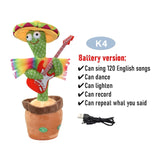 Dancing Cactus Repeat Talking Toy Electronic Plush Toys Can Sing Record Lighten Battery USB Charging Early Education Funny Gift